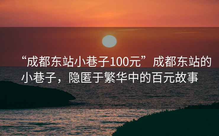 “成都東站小巷子100元”成都東站的小巷子，隱匿于繁華中的百元故事