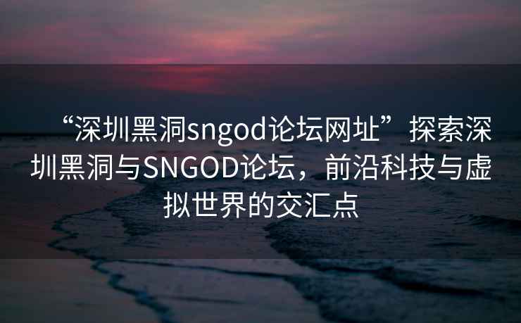 “深圳黑洞sngod論壇網(wǎng)址”探索深圳黑洞與SNGOD論壇，前沿科技與虛擬世界的交匯點(diǎn)