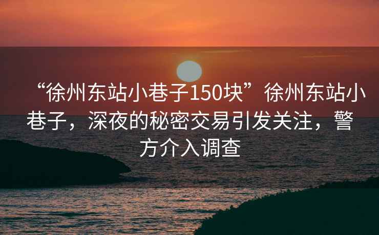 “徐州東站小巷子150塊”徐州東站小巷子，深夜的秘密交易引發(fā)關(guān)注，警方介入調查