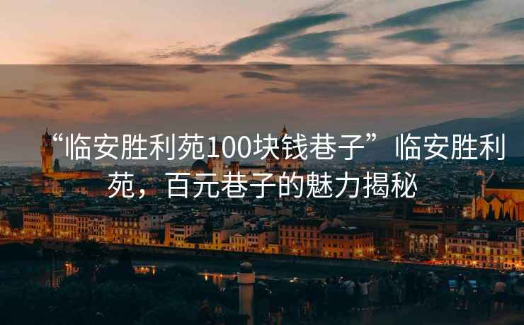 “臨安勝利苑100塊錢(qián)巷子”臨安勝利苑，百元巷子的魅力揭秘