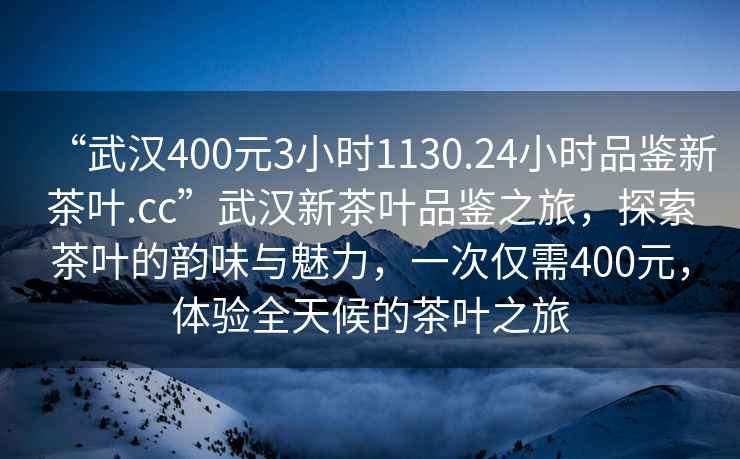 “武漢400元3小時(shí)1130.24小時(shí)品鑒新茶葉.cc”武漢新茶葉品鑒之旅，探索茶葉的韻味與魅力，一次僅需400元，體驗全天候的茶葉之旅