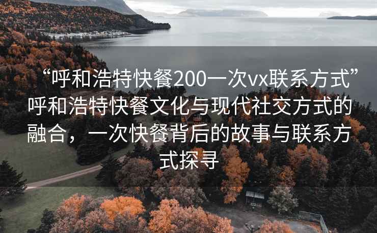 “呼和浩特快餐200一次vx聯(lián)系方式”呼和浩特快餐文化與現代社交方式的融合，一次快餐背后的故事與聯(lián)系方式探尋