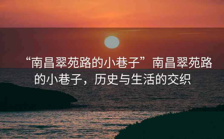 “南昌翠苑路的小巷子”南昌翠苑路的小巷子，歷史與生活的交織