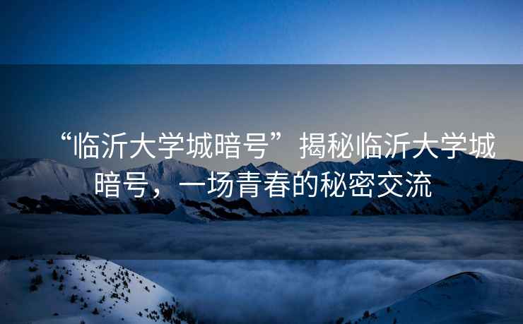 “臨沂大學(xué)城暗號”揭秘臨沂大學(xué)城暗號，一場(chǎng)青春的秘密交流