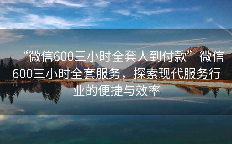 “微信600三小時(shí)全套人到付款”微信600三小時(shí)全套服務(wù)，探索現代服務(wù)行業(yè)的便捷與效率