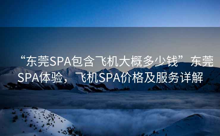 “東莞SPA包含飛機大概多少錢(qián)”東莞SPA體驗，飛機SPA價(jià)格及服務(wù)詳解