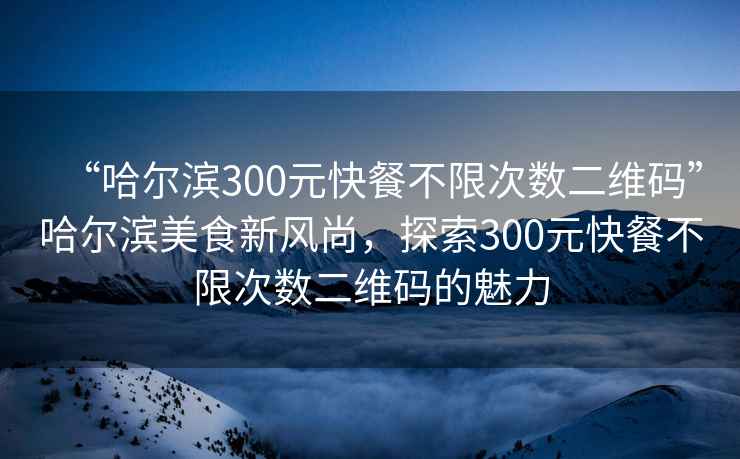 “哈爾濱300元快餐不限次數二維碼”哈爾濱美食新風(fēng)尚，探索300元快餐不限次數二維碼的魅力