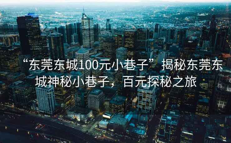“東莞東城100元小巷子”揭秘東莞東城神秘小巷子，百元探秘之旅