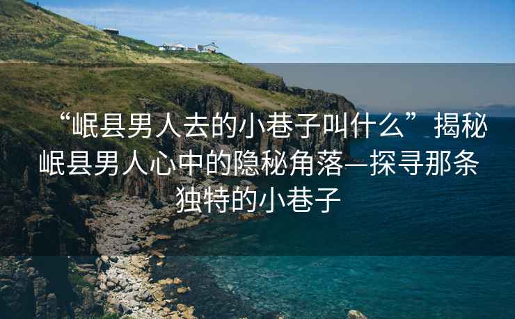 “岷縣男人去的小巷子叫什么”揭秘岷縣男人心中的隱秘角落—探尋那條獨特的小巷子