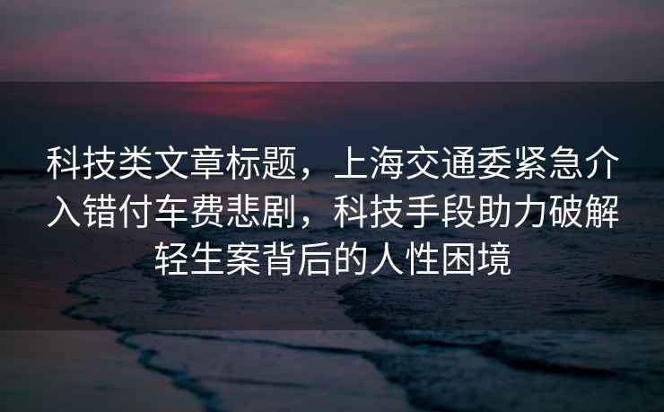 科技類(lèi)文章標題，上海交通委緊急介入錯付車(chē)費悲劇，科技手段助力破解輕生案背后的人性困境