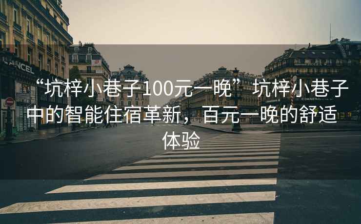 “坑梓小巷子100元一晚”坑梓小巷子中的智能住宿革新，百元一晚的舒適體驗