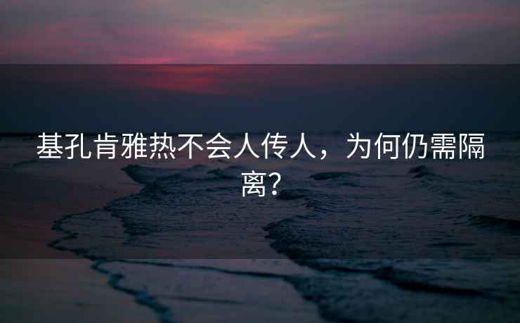 基孔肯雅熱不會(huì )人傳人，為何仍需隔離？