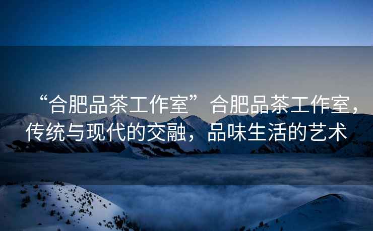 “合肥品茶工作室”合肥品茶工作室，傳統與現代的交融，品味生活的藝術(shù)