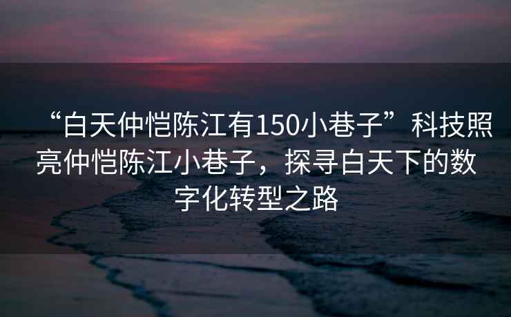 “白天仲愷陳江有150小巷子”科技照亮仲愷陳江小巷子，探尋白天下的數字化轉型之路