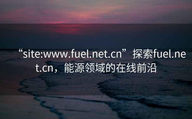 “site:www.fuel.net.cn”探索fuel.net.cn，能源領(lǐng)域的在線(xiàn)前沿
