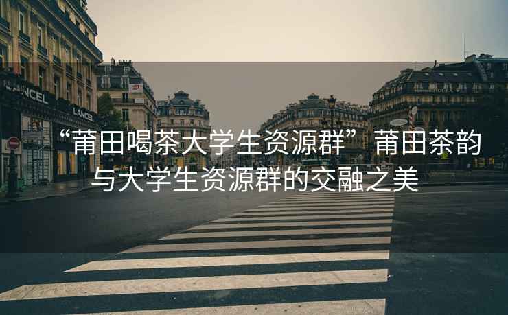 “莆田喝茶大學(xué)生資源群”莆田茶韻與大學(xué)生資源群的交融之美