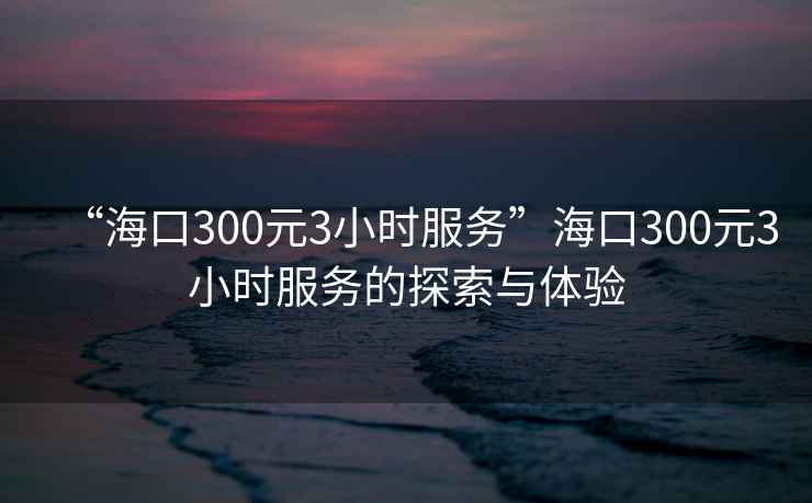 “?？?00元3小時(shí)服務(wù)”?？?00元3小時(shí)服務(wù)的探索與體驗