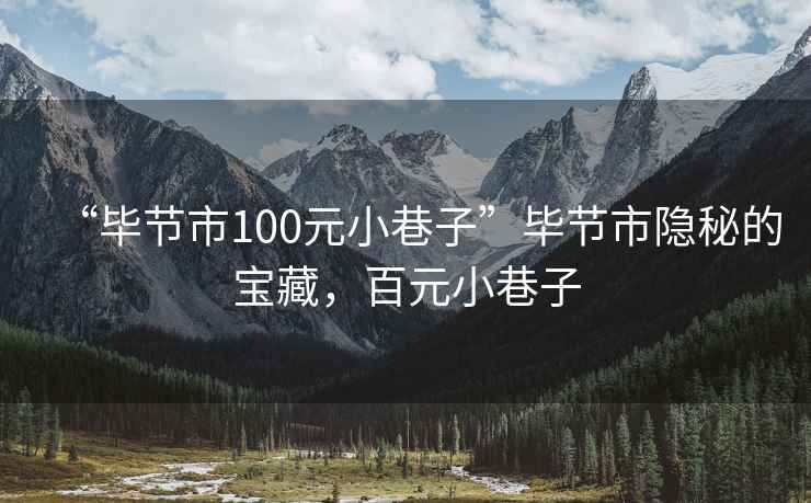 “畢節市100元小巷子”畢節市隱秘的寶藏，百元小巷子