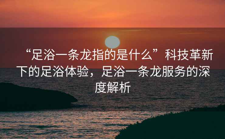 “足浴一條龍指的是什么”科技革新下的足浴體驗，足浴一條龍服務(wù)的深度解析