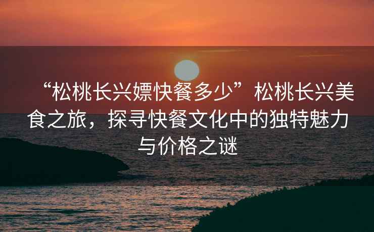 “松桃長(cháng)興嫖快餐多少”松桃長(cháng)興美食之旅，探尋快餐文化中的獨特魅力與價(jià)格之謎