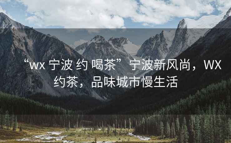 “wx 寧波 約 喝茶”寧波新風(fēng)尚，WX約茶，品味城市慢生活