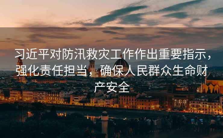習近平對防汛救災工作作出重要指示，強化責任擔當，確保人民群眾生命財產(chǎn)安全