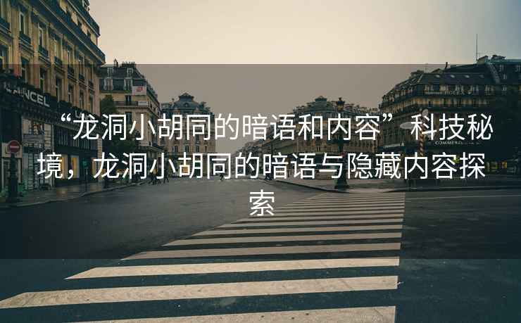 “龍洞小胡同的暗語(yǔ)和內容”科技秘境，龍洞小胡同的暗語(yǔ)與隱藏內容探索