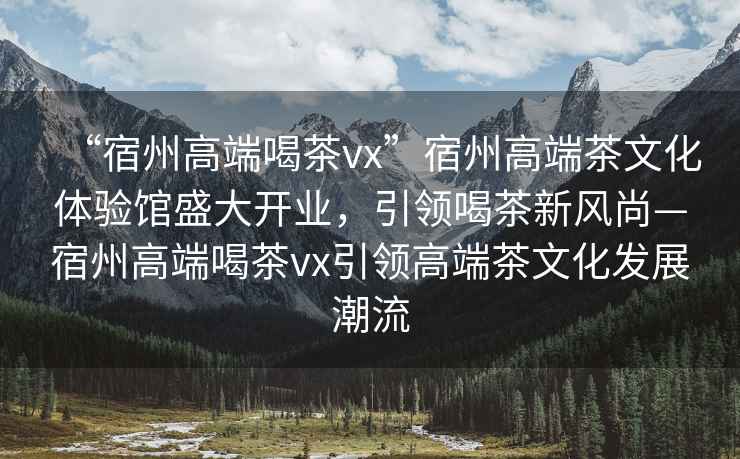 “宿州高端喝茶vx”宿州高端茶文化體驗館盛大開(kāi)業(yè)，引領(lǐng)喝茶新風(fēng)尚—宿州高端喝茶vx引領(lǐng)高端茶文化發(fā)展潮流
