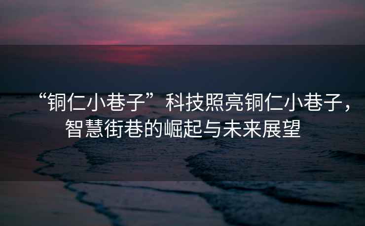 “銅仁小巷子”科技照亮銅仁小巷子，智慧街巷的崛起與未來(lái)展望