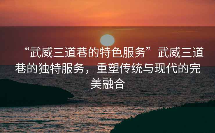 “武威三道巷的特色服務(wù)”武威三道巷的獨特服務(wù)，重塑傳統與現代的完美融合