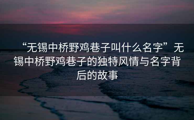 “無(wú)錫中橋野雞巷子叫什么名字”無(wú)錫中橋野雞巷子的獨特風(fēng)情與名字背后的故事
