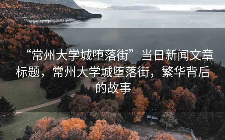 “常州大學(xué)城墮落街”當日新聞文章標題，常州大學(xué)城墮落街，繁華背后的故事
