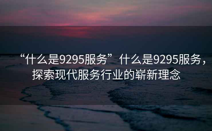 “什么是9295服務(wù)”什么是9295服務(wù)，探索現代服務(wù)行業(yè)的嶄新理念