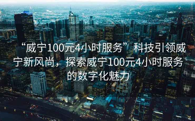 “威寧100元4小時(shí)服務(wù)”科技引領(lǐng)威寧新風(fēng)尚，探索威寧100元4小時(shí)服務(wù)的數字化魅力