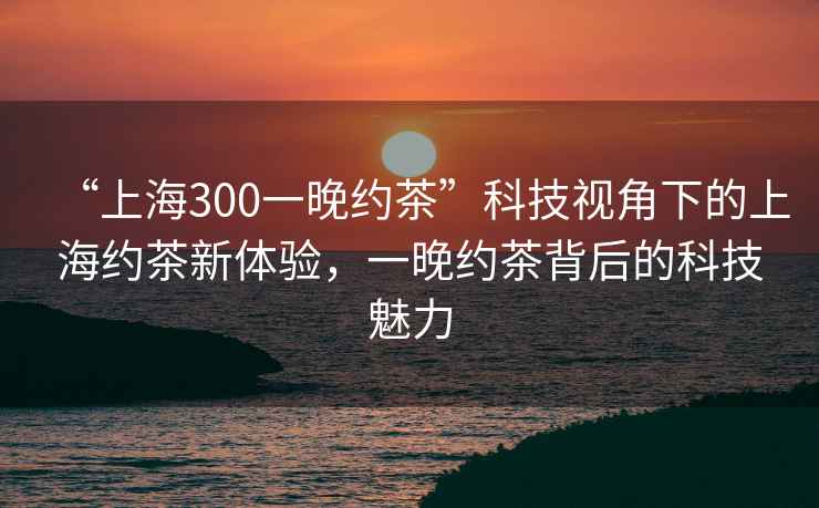 “上海300一晚約茶”科技視角下的上海約茶新體驗，一晚約茶背后的科技魅力