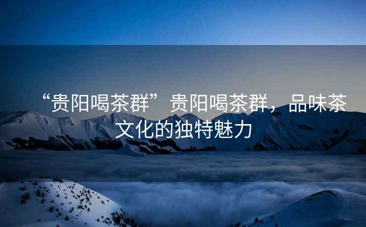“貴陽(yáng)喝茶群”貴陽(yáng)喝茶群，品味茶文化的獨特魅力