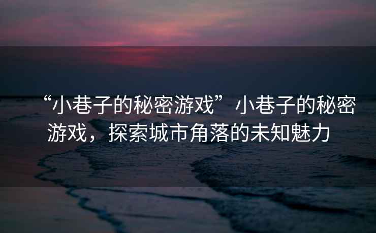 “小巷子的秘密游戲”小巷子的秘密游戲，探索城市角落的未知魅力