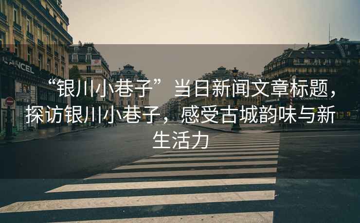 “銀川小巷子”當日新聞文章標題，探訪(fǎng)銀川小巷子，感受古城韻味與新生活力