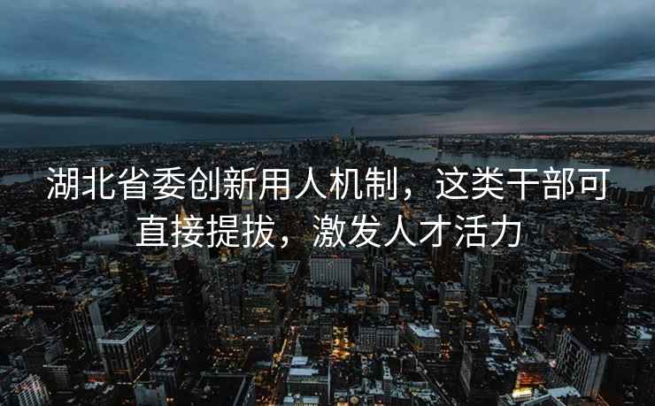 湖北省委創(chuàng  )新用人機制，這類(lèi)干部可直接提拔，激發(fā)人才活力
