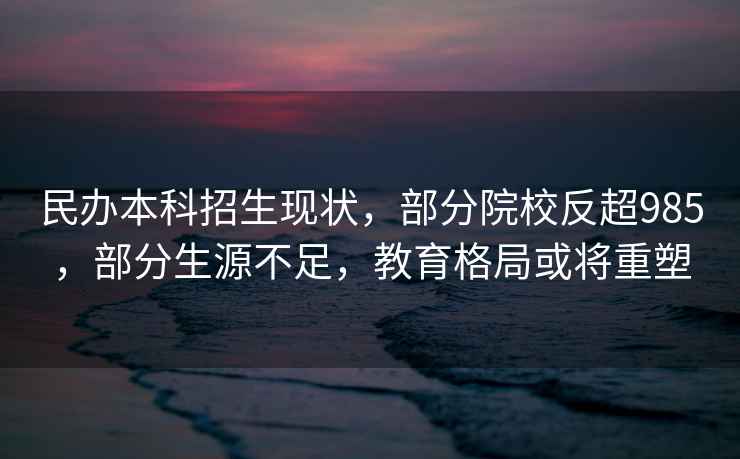 民辦本科招生現狀，部分院校反超985，部分生源不足，教育格局或將重塑