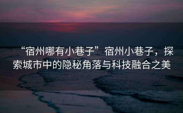“宿州哪有小巷子”宿州小巷子，探索城市中的隱秘角落與科技融合之美