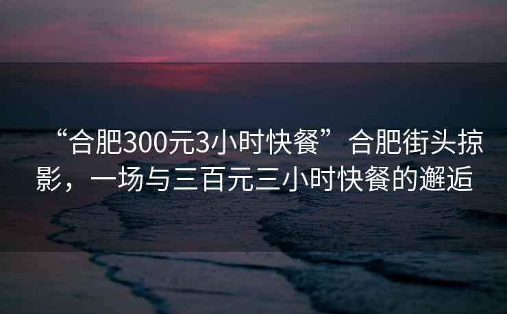 “合肥300元3小時(shí)快餐”合肥街頭掠影，一場(chǎng)與三百元三小時(shí)快餐的邂逅