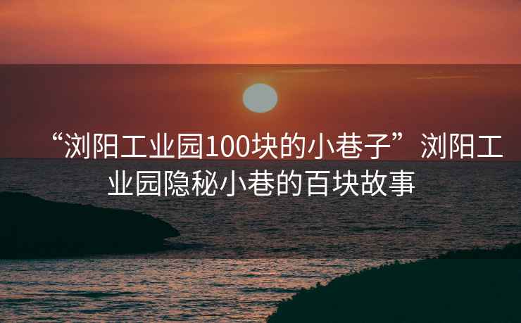 “瀏陽(yáng)工業(yè)園100塊的小巷子”瀏陽(yáng)工業(yè)園隱秘小巷的百塊故事