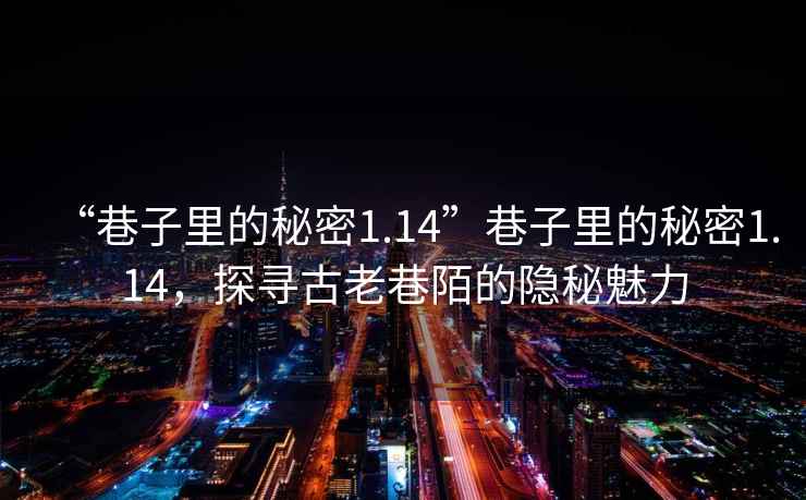 “巷子里的秘密1.14”巷子里的秘密1.14，探尋古老巷陌的隱秘魅力