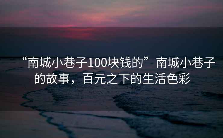 “南城小巷子100塊錢(qián)的”南城小巷子的故事，百元之下的生活色彩