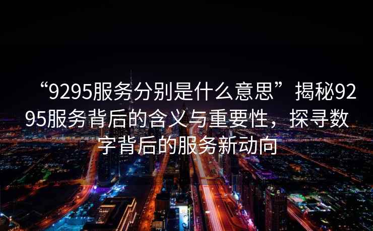 “9295服務(wù)分別是什么意思”揭秘9295服務(wù)背后的含義與重要性，探尋數字背后的服務(wù)新動(dòng)向