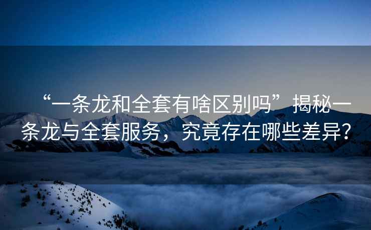 “一條龍和全套有啥區別嗎”揭秘一條龍與全套服務(wù)，究竟存在哪些差異？