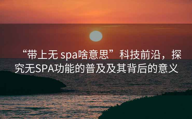 “帶上無(wú) spa啥意思”科技前沿，探究無(wú)SPA功能的普及及其背后的意義