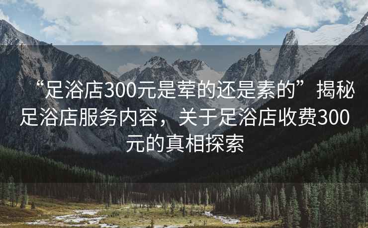 “足浴店300元是葷的還是素的”揭秘足浴店服務(wù)內容，關(guān)于足浴店收費300元的真相探索