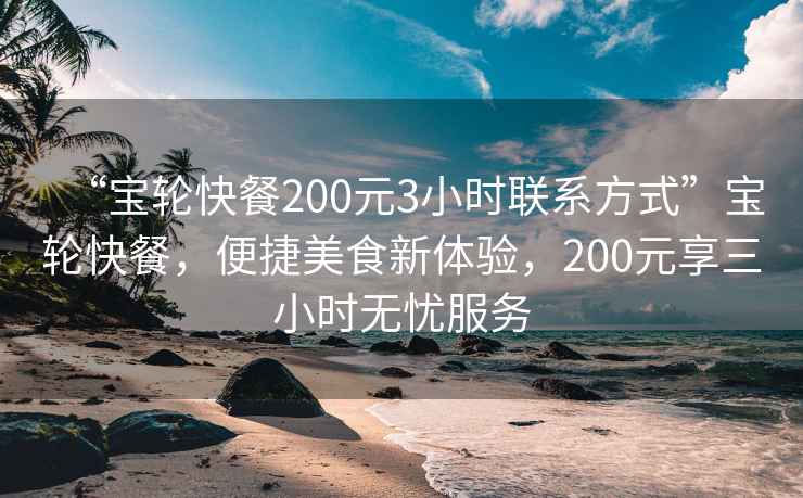 “寶輪快餐200元3小時(shí)聯(lián)系方式”寶輪快餐，便捷美食新體驗，200元享三小時(shí)無(wú)憂(yōu)服務(wù)